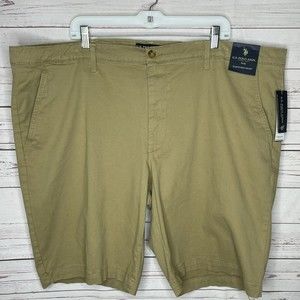 NWT US Polo Assn Shorts Mens Sz 46 Hartford Flat Front‎ Shorts British Khaki